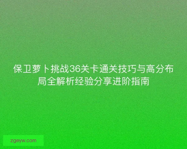 保卫萝卜挑战36关卡通关技巧与高分布局全解析经验分享进阶指南