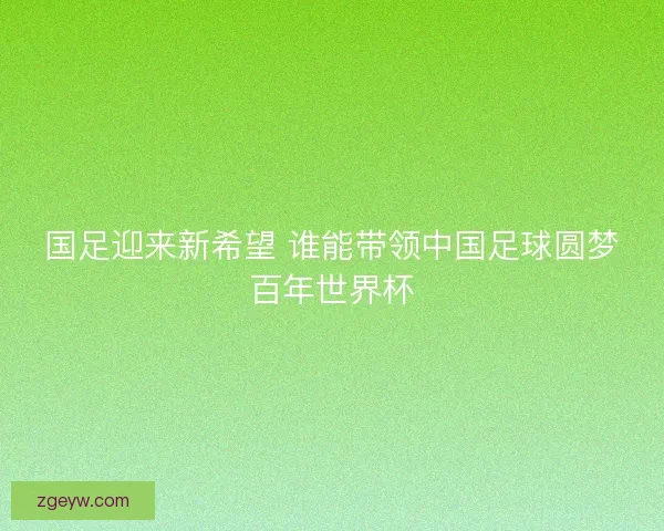 国足迎来新希望 谁能带领中国足球圆梦百年世界杯