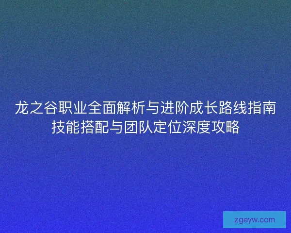 龙之谷职业全面解析与进阶成长路线指南技能搭配与团队定位深度攻略
